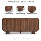 Wetalus 63.1" Mid Century Modern Sideboard Buffet Cabinet with U-Shape Design, Adjustable Shelves, Wood Grain Finish, Walnut