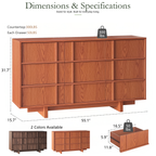 Wetalus 55.1" Mid Century Modern 9 Drawer Dresser, Skeleton Line,Cherry