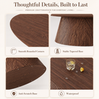 Wetalus 47.2" Mid Century Modern Oval Coffee Table with Faux Stone Veneer, Fluted Base,Walnut