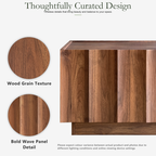 Wetalus Mid Century Modern Square Coffee Table with Storage, Wave Design,Walnut