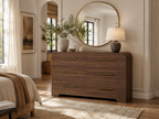 Wetalus 47.2" Mid Century Modern 6 Drawer Dresser, Curved side,Walnut