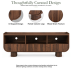 Wetalus 59" TV Stand for 65" TV, 3 Drawers, U-Shaped, Fluted Base, Walnut