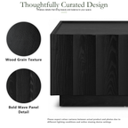 Wetalus Mid Century Modern Square Coffee Table with Storage, Wave Design,Black
