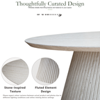 Wetalus 47.2" Mid Century Modern Oval Coffee Table with Faux Stone Veneer, Fluted Base,Stone