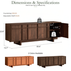 Wetalus 65.6" Mid Century Modern TV Stand with Storage, Skeletal Lines, Walnut