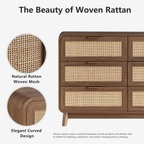 Walnut Rattan 6 Drawer dresser – Boho chic dresser