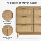 Oak Rattan 9 Drawer dresser – Boho chic dresser