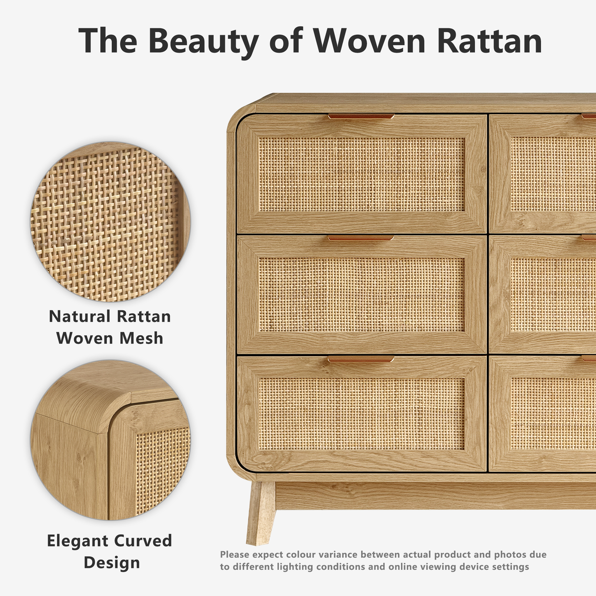 Oak Rattan 9 Drawer dresser – Boho chic dresser