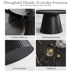 Wetalus Mid Century Modern Nesting Coffee Table Set of 2, Fluted Round,Black