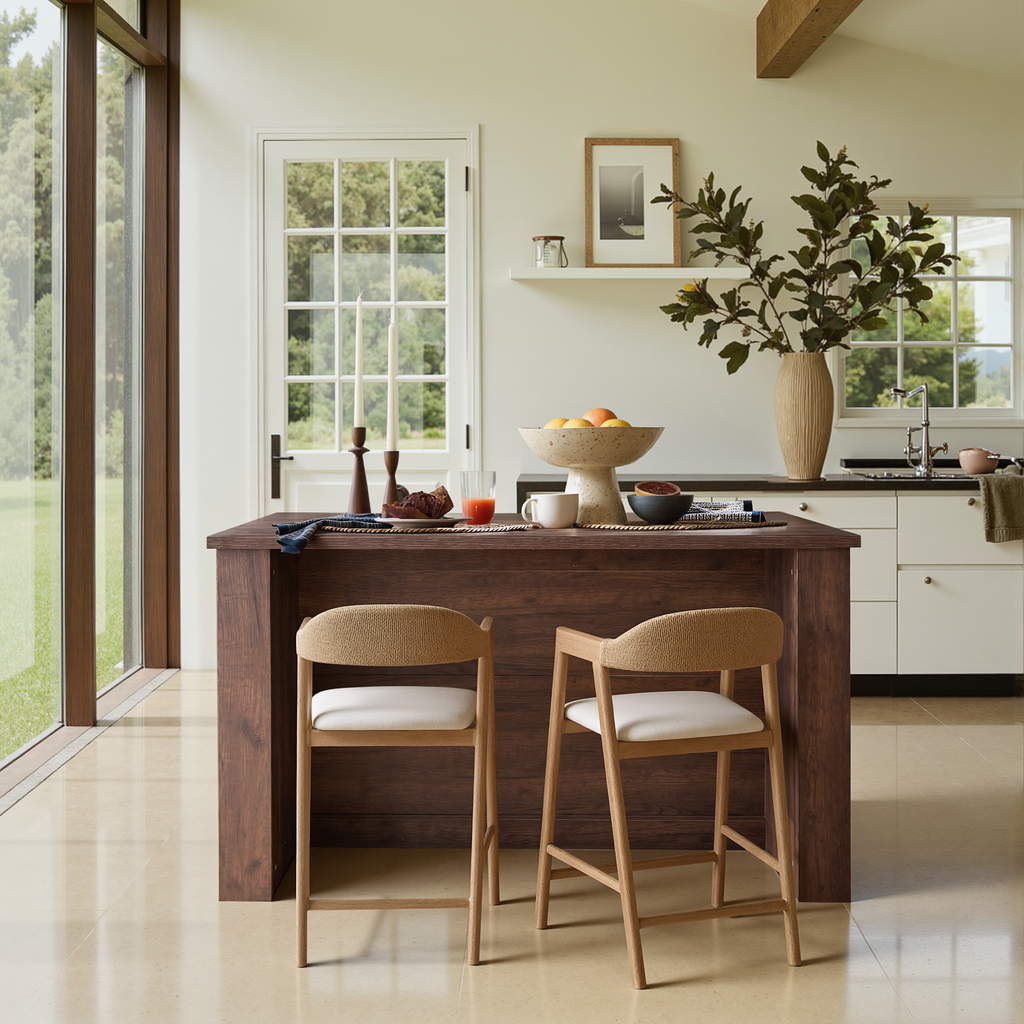 Wetalus 71"Kitchen with Hutch and Shelves, Walnut