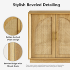 63" 4 Rattan Sideboard - Oak Natural for Dining Room & Living Room