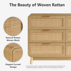 Oak Rattan 6 Drawer dresser –Boho chic dresser