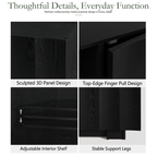 Wetalus 61" Mid Century Modern TV Stand, Adjustable Shelves, Wave Design, Black