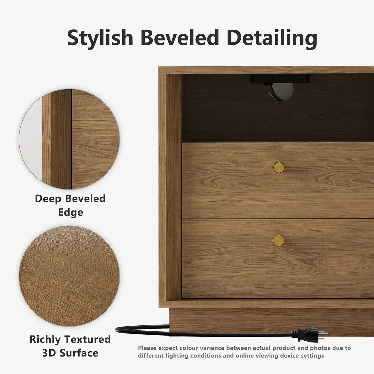 Mid-Century Modern Walnut Nightstand with Beveled Edges