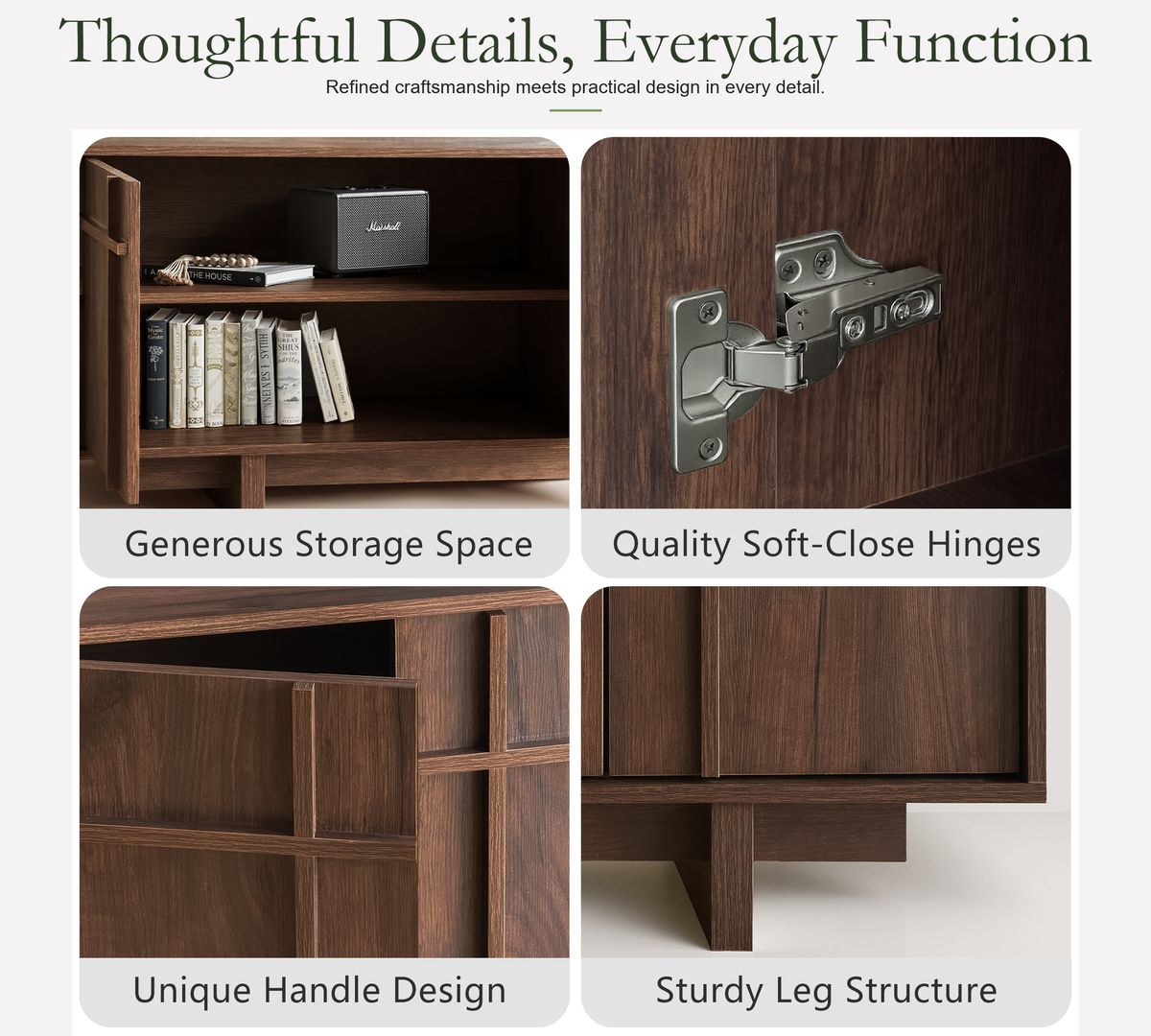 Wetalus 65.6" Mid Century Modern TV Stand with Storage, Skeletal Lines, Walnut