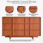 Wetalus 55.1" Mid Century Modern 9 Drawer Dresser, Skeleton Line,Cherry
