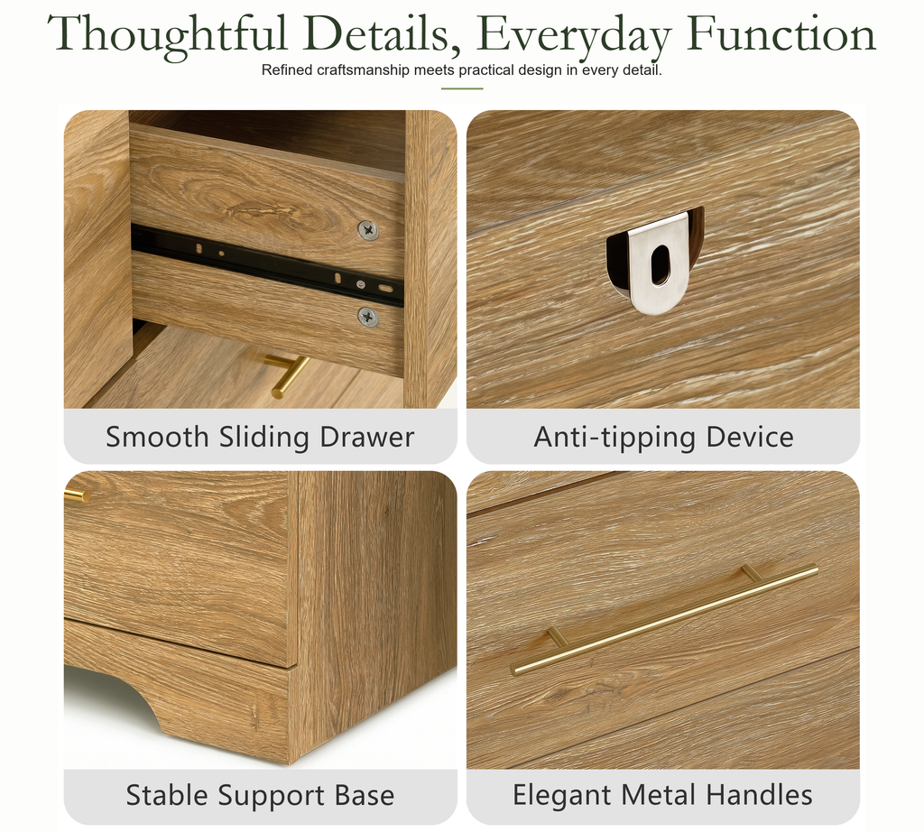 Wetalus 63" Mid Century Modern 9 Drawer Dresser, Curved side,Oak
