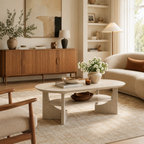 Wetalus 47" Mid Century Coffee Table Oval 2-Tier,Stone