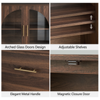 Wetalus 31.5" Sideboard Buffet Cabinet with Arched Glass Doors Set of 3,Walnut