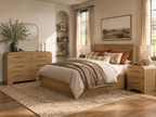 Wetalus 47.2" Mid Century Modern 6 Drawer Dresser, Curved side,Oak