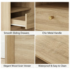 Mid-Century Modern White Oak Nightstand with Beveled Set 2