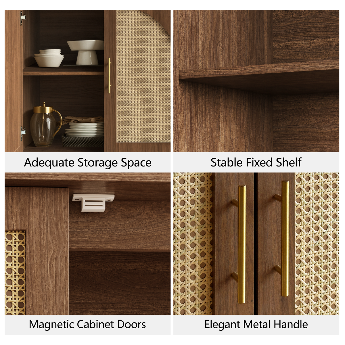 Rattan Sideboard - Oak Natural for Dining Room & Living Room