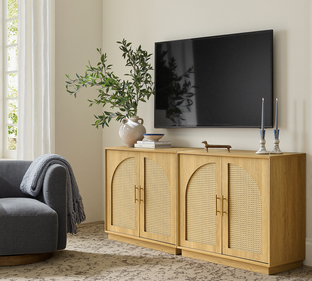 Rattan Sideboard - Oak Natural for Dining Room & Living Room