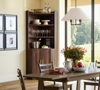 Wetalus 71" Corner Cabinet with Storage, Mid Century Modern, Arched Doors, Walnut