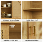 63" 4 Rattan Sideboard - Oak Natural for Dining Room & Living Room