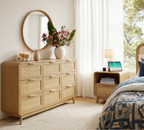Oak Rattan 9 Drawer dresser – Boho chic dresser