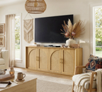 63" 4 Rattan Sideboard - Oak Natural for Dining Room & Living Room