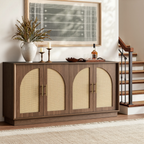 63" 4 Rattan Sideboard - Walnut Natural for Dining Room & Living Room