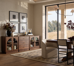 Wetalus 31.5" Sideboard Buffet Cabinet with Arched Glass Doors Set of 3,Walnut