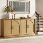 63" 4 Rattan Sideboard - Oak Natural for Dining Room & Living Room