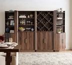 Wetalus 71" Corner Cabinet with Storage, Mid Century Modern, Arched Doors, Walnut