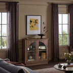 Wetalus 31.5" Sideboard Buffet Cabinet with Arched Glass Doors, Adjustable Divider set 2, Walnut