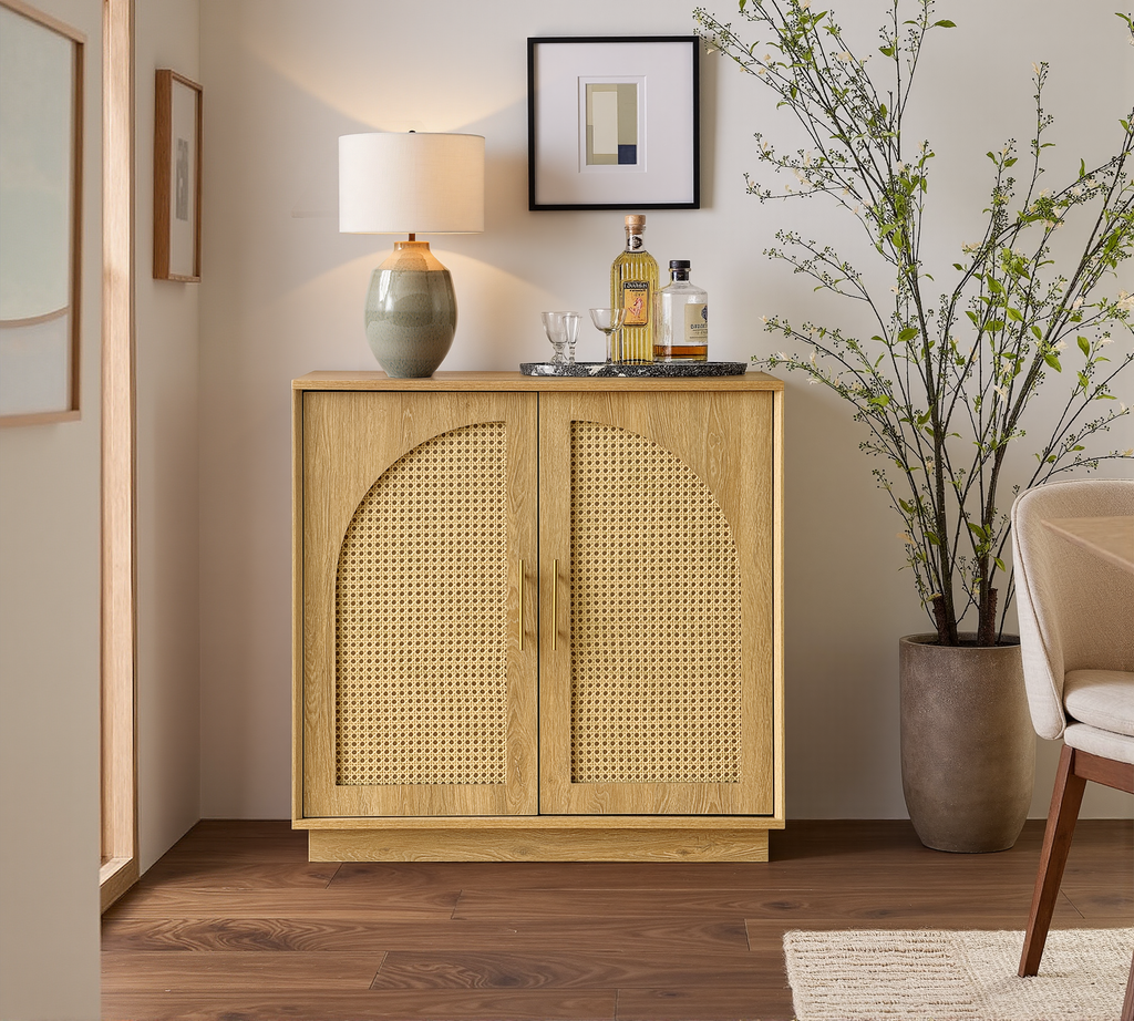 Rattan Sideboard - Oak Natural for Dining Room & Living Room