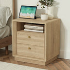 Mid-Century Modern White Oak Nightstand with Beveled
