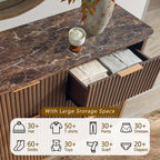 Wetalus 55.1" Mid Century Modern 9 Drawer Dresser, Recessed Design,Walnut