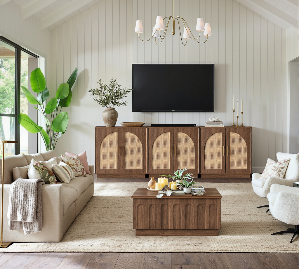 Rattan Sideboard - Oak Natural for Dining Room & Living Room
