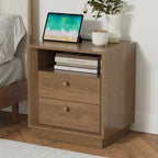 Mid-Century Modern Walnut Nightstand with Beveled Edges