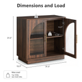Wetalus 31.5" Sideboard Buffet Cabinet with Arched Glass Doors, Adjustable Divider, Walnut