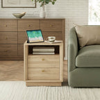 Mid-Century Modern White Oak Nightstand with Beveled