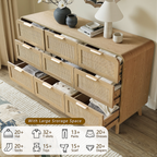 Oak Rattan 9 Drawer dresser – Boho chic dresser