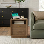 Mid-Century Modern Walnut Nightstand with Beveled Edges