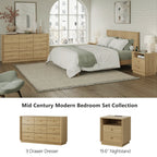 Mid-Century Modern Goak Nightstand with Beveled Edges