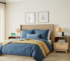 Oak  Rattan Nightstand – Boho Bedside Table with Drawer