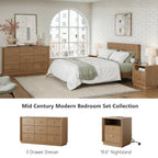 Mid-Century Modern Walnut Wood Nightstand with Beveled set 2