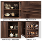 Wetalus 71"Kitchen with Hutch and Shelves, Walnut
