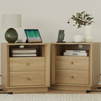 Mid-Century Modern Goak Nightstand with Beveled Edges